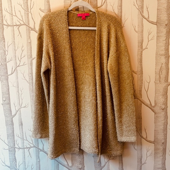 Lilly Pulitzer Gold Flecked Cardigan Duster- Large - Picture 1 of 4